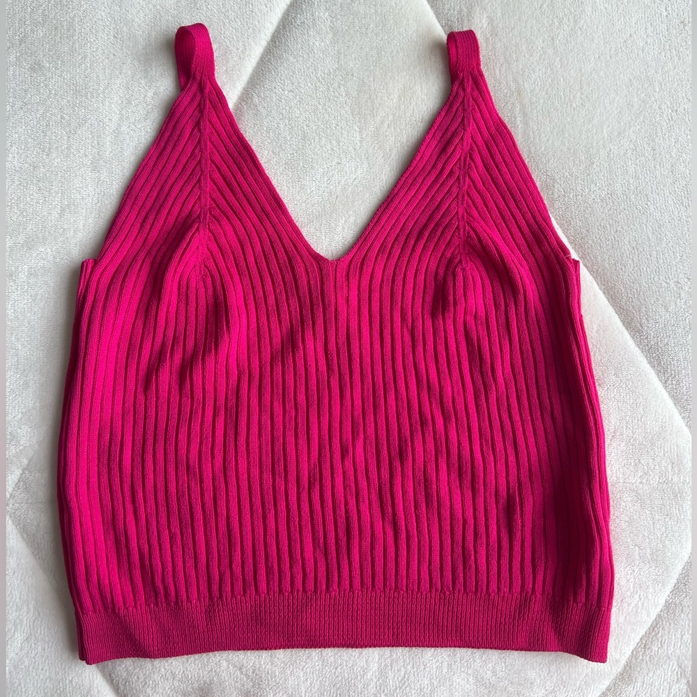 knit hot pink crop top
